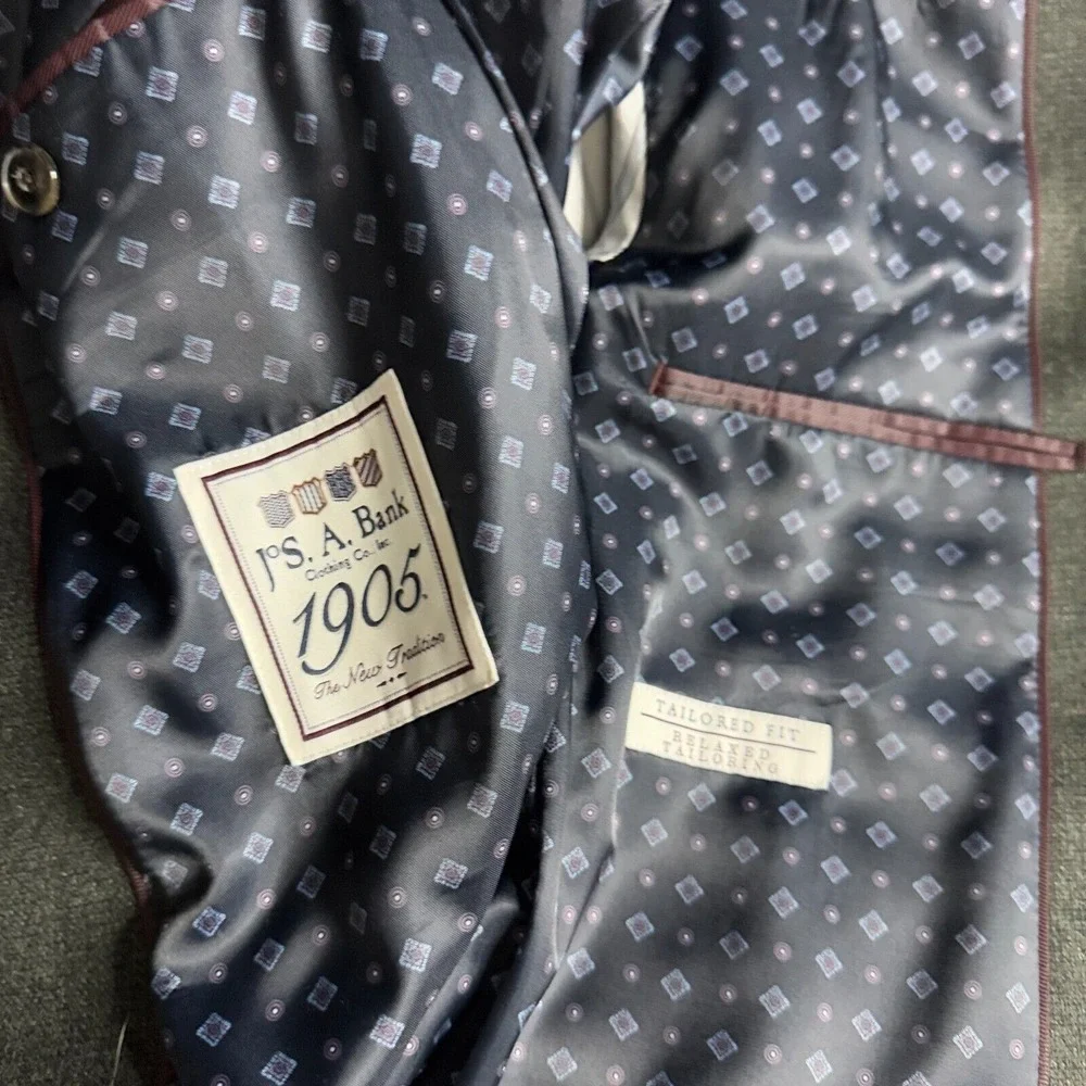 Jos A Bank Blazer Sport‎ Coat 44L Mens Solid Green Wool